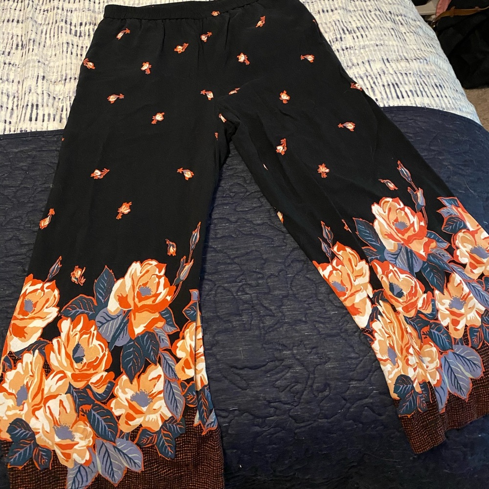Cropped wide leg floral pants (Petite)
